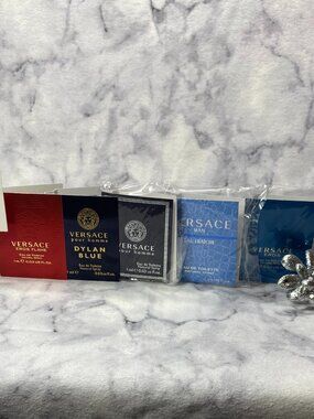 Lot of 5 Versace Men Set,Eros Flame Dylan Blue Eau Fraiche-5x1ml,0.03oz-5pc-NEW